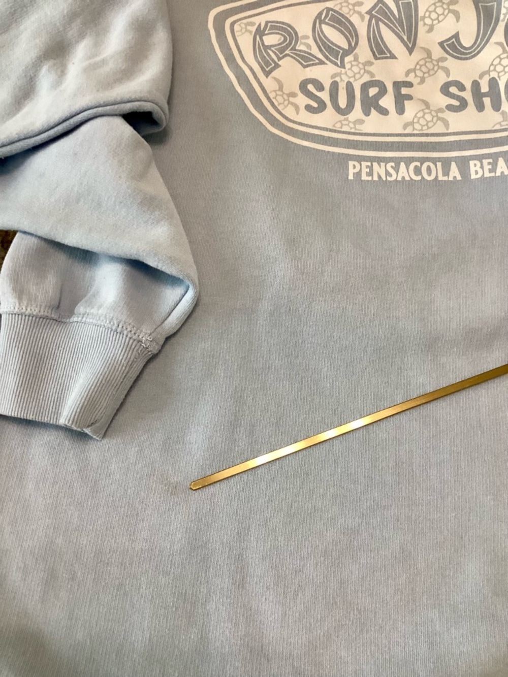 Ron Jon Surf Shop Pensacola Beach Sky Blue Sweatshirt Large Unisex Cotton/Poly - Picture 7 of 7